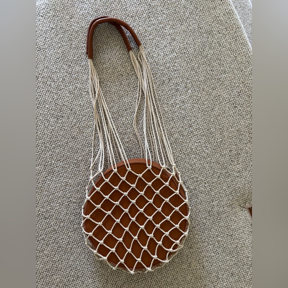 Brown and Cream Net Shoulder Bag
